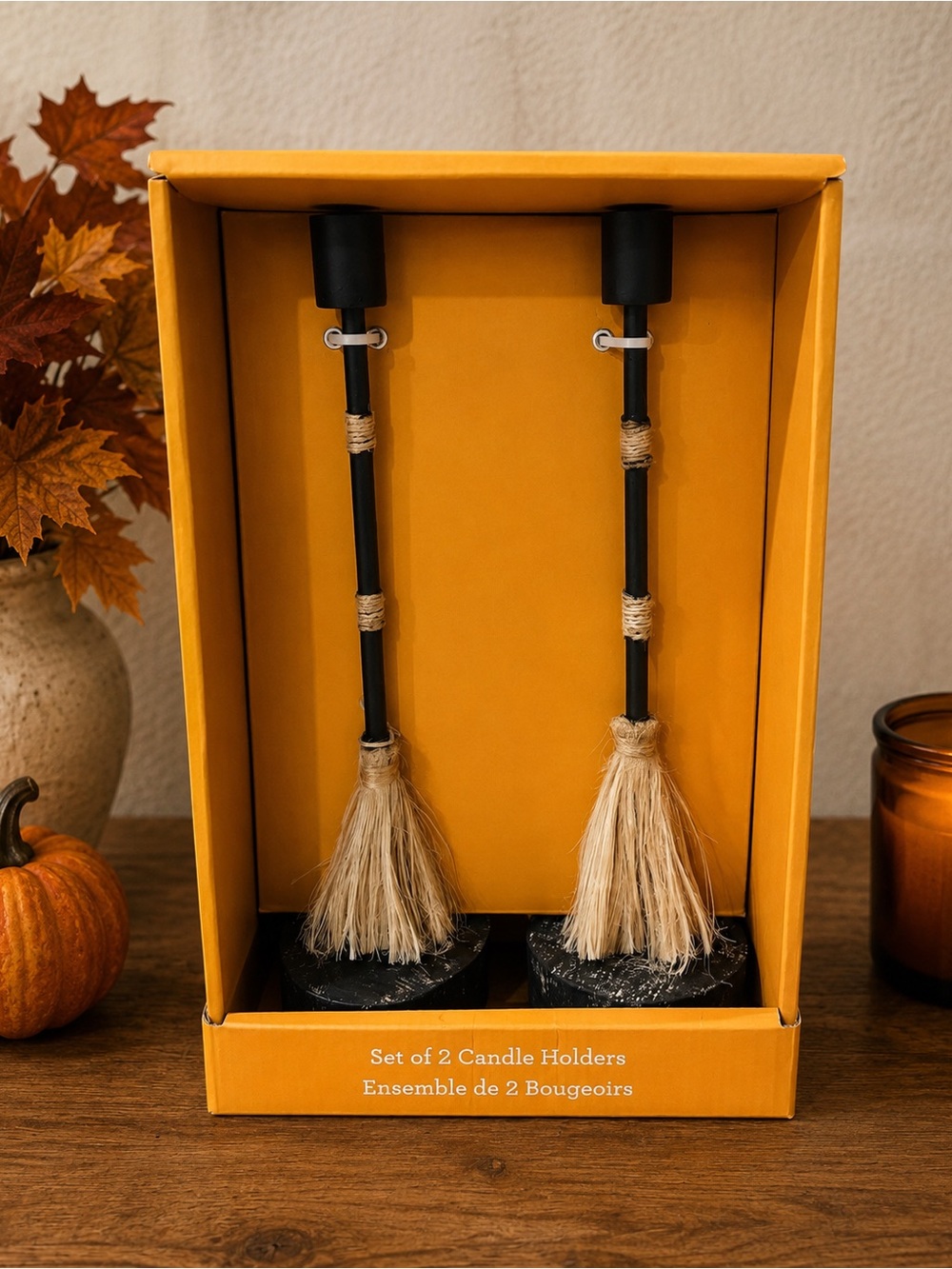Witch Broomstick Candle Holders
